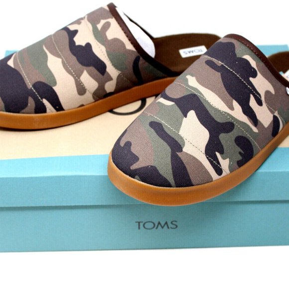Tom's Men's Harbor Slipper, size 10.5, green woodland camouflage print, quilted - Picture 9 of 10